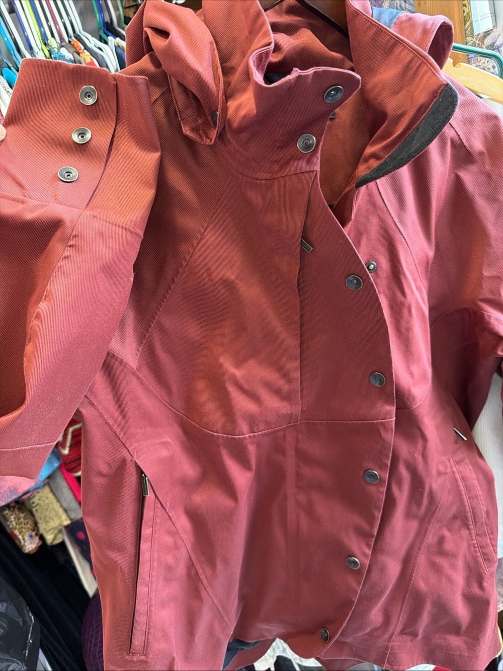 NAU Urbane Womens L Rain Coat Utility Jacket Removable Hood Full Zip Sporty Fall